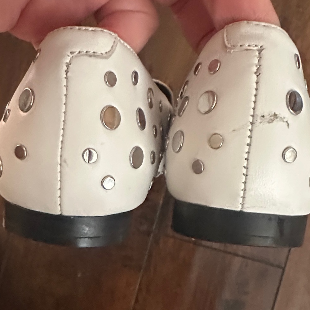 Kenneth Cole White Studded Leather Slip-On Loafers - Picture 12 of 12